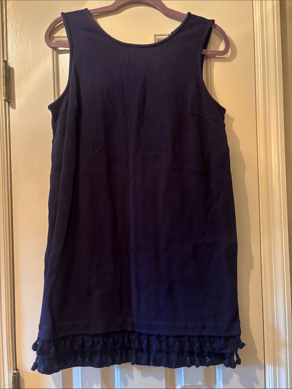 crown & ivy Navy Sleeveless Tank with Tassel Trim